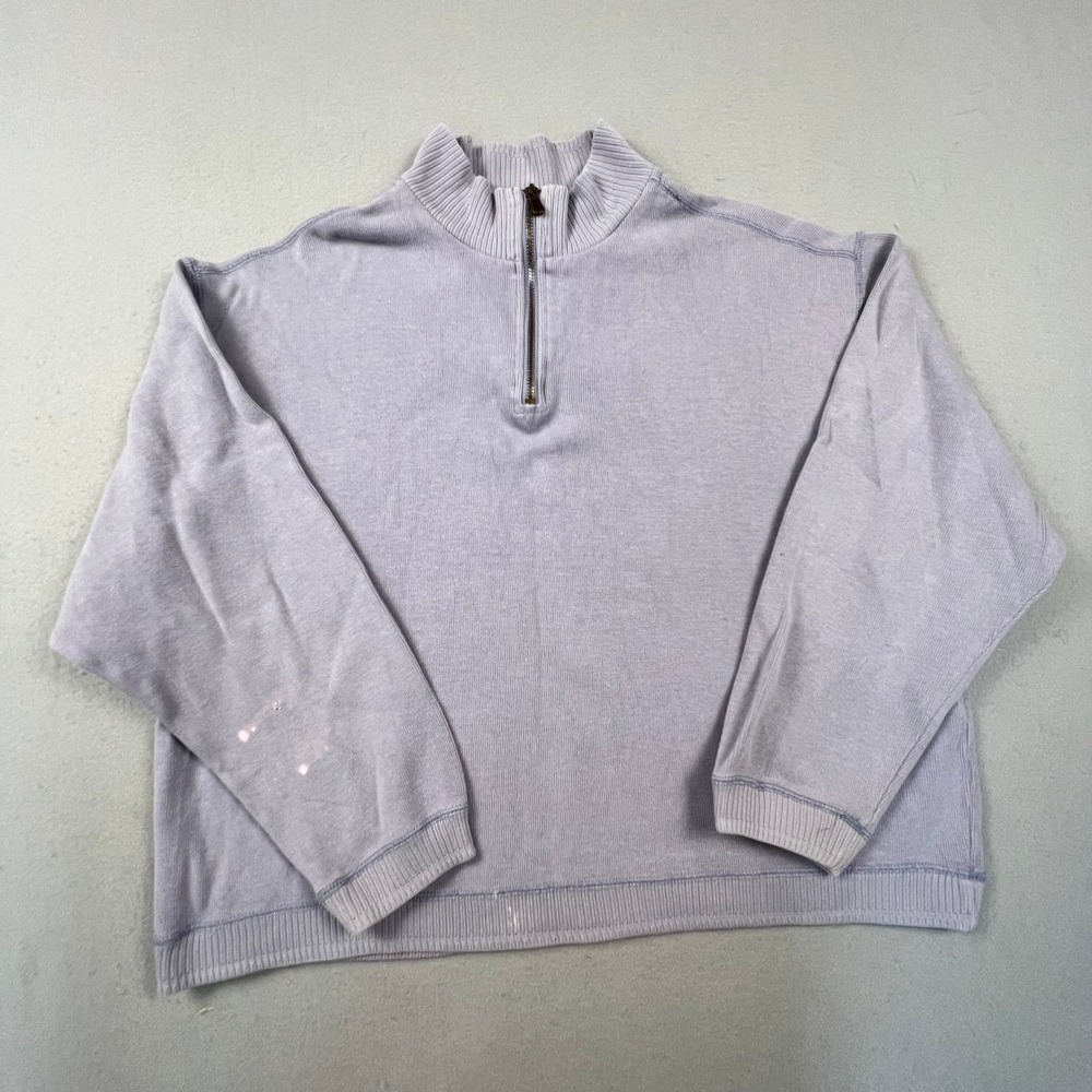 Tommy Bahama‎ Quarter Zip Pullover Mens XL Purple Ribbed Cotton Coastal Casual